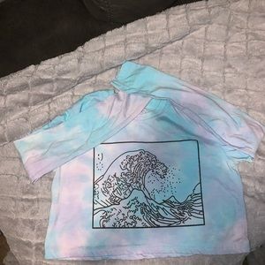 Cotton-Candy Tie-Dyed Ocean Wave Crop top